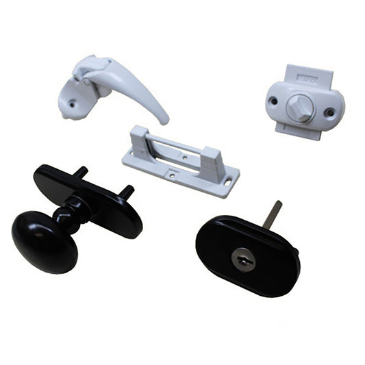 Andersen Storm Door Handle Set With Deadbolt Kit For 1.5 Inch Storm Door  Black and White Handleset