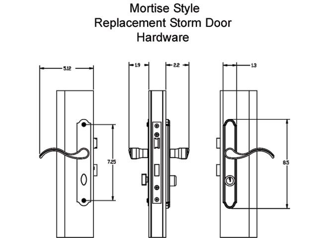 Mortise Lock Set with 0.875 Inch Backset for Storm Doors - Mortise Lock Set with 0.875 Inch Backset for Storm Doors