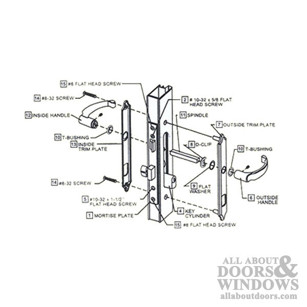 Storm Door Mortise Lock and Handle with Double Keyed Cylinder 0.875 Inch Backset - Storm Door Mortise Lock and Handle with Double Keyed Cylinder 0.875 Inch Backset