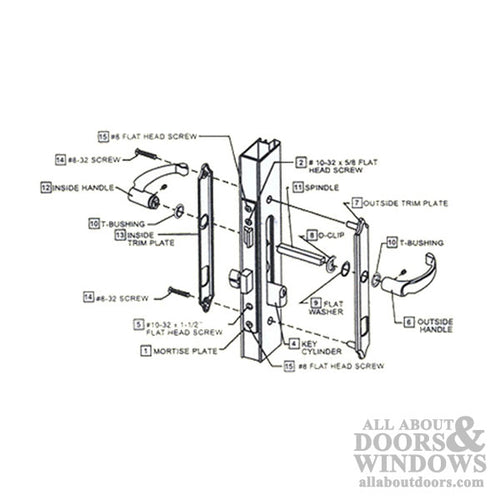 Storm Door Mortise Lock and Handle with Double Keyed Cylinder 0.875 Inch Backset - Storm Door Mortise Lock and Handle with Double Keyed Cylinder 0.875 Inch Backset