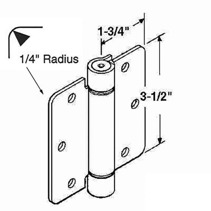 Spring Hinge, 3.5 x 3.5 , 1/4 Radius - Brushed/Satin Brass - Spring Hinge, 3.5 x 3.5 , 1/4 Radius - Brushed/Satin Brass