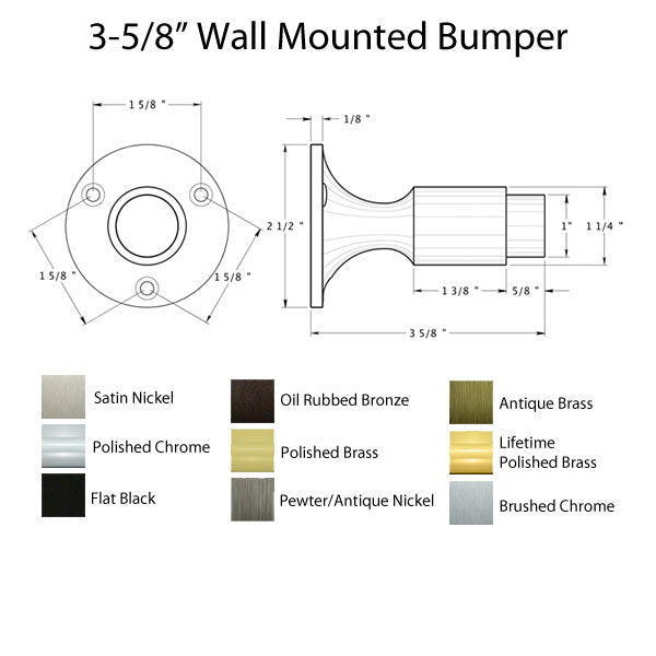 3-5/8 inch Heavy Duty Wall Mount Door Stop Bumper - 3-5/8 inch Heavy Duty Wall Mount Door Stop Bumper