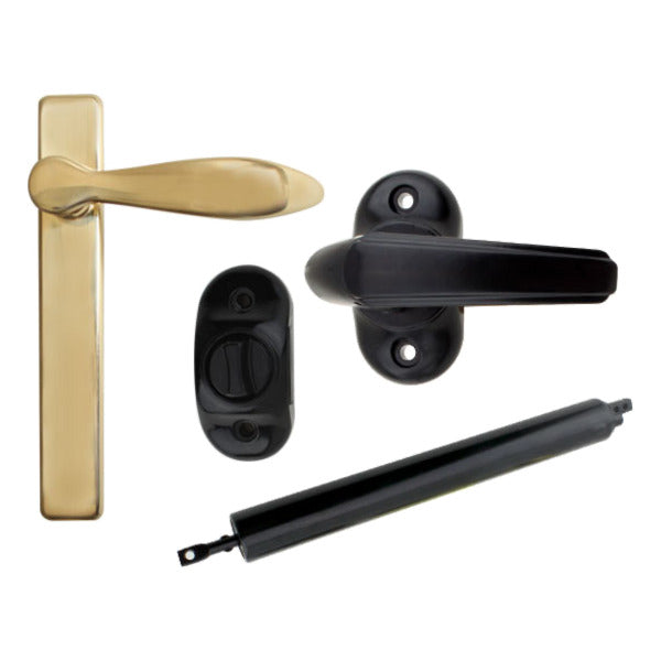 Andersen/ Emco Storm Door Hardware Kit - Brass Exterior, Black Interior - Andersen/ Emco Storm Door Hardware Kit - Brass Exterior, Black Interior