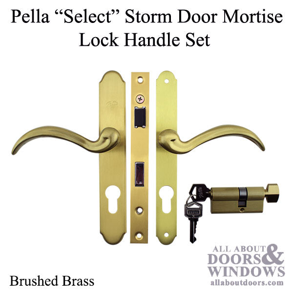 Pella Select 6000 Series Mortise Lock Storm Door Hardware Trim - Brushed Brass - Pella Select 6000 Series Mortise Lock Storm Door Hardware Trim - Brushed Brass