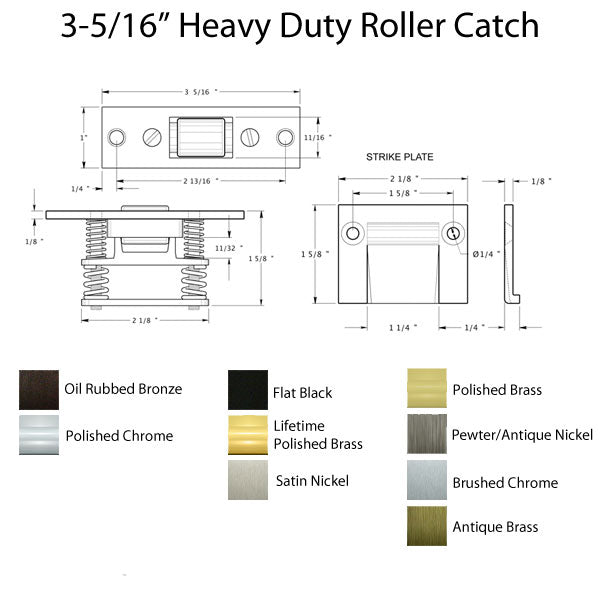 Heavy Duty Roller Catch - 3-5/16