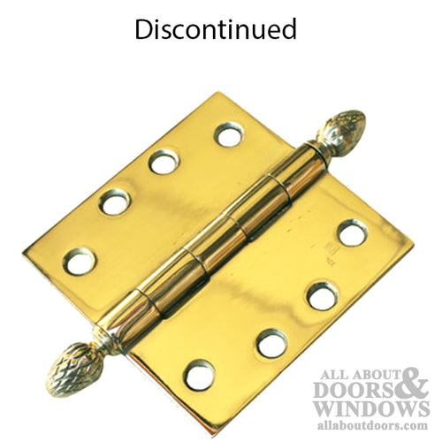 Door Hinge 4 x 4 Square, Pineapple- Pine Cone Tips,- Steel base - Polished Brass - Door Hinge 4 x 4 Square, Pineapple- Pine Cone Tips,- Steel base - Polished Brass