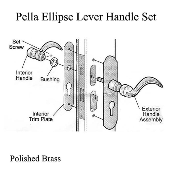 Unavailable Pella Select Ellipse Lever Handleset - Polished Brass - Unavailable Pella Select Ellipse Lever Handleset - Polished Brass