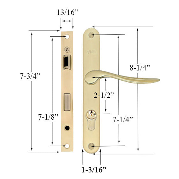 Pella Storm Door hardware with curved handle and  Mortise Lock - Choose Color - Pella Storm Door hardware with curved handle and  Mortise Lock - Choose Color