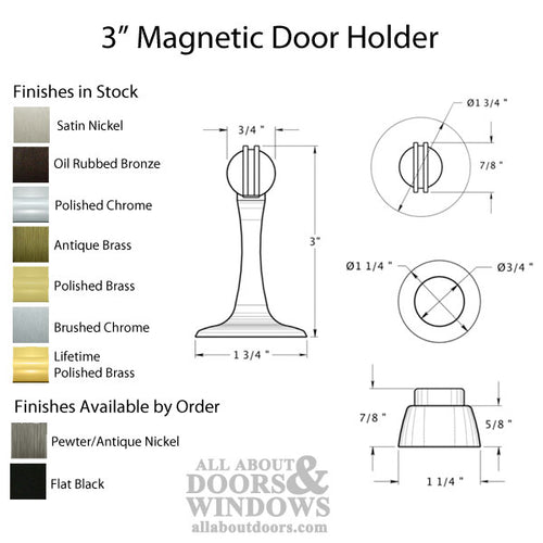 Magnetic Door Holder with Round Base 3 Inch Projection - Magnetic Door Holder with Round Base 3 Inch Projection