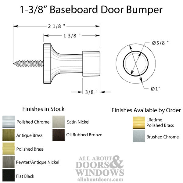Baseboard Door Bumper 1 Inch Polished Brass - Baseboard Door Bumper 1 Inch Polished Brass