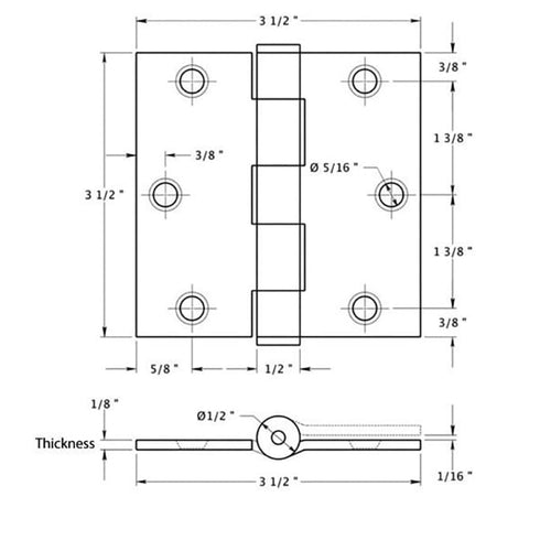 Steel Door Hinges Heavy Duty Square Corners Pair Choose Color - Steel Door Hinges Heavy Duty Square Corners Pair Choose Color
