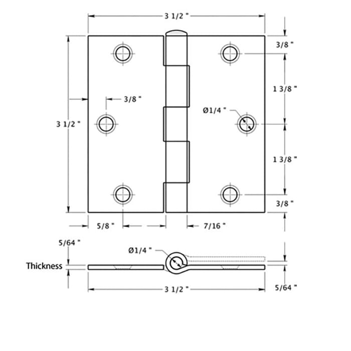 Steel Door Hinges Square Corners Residential Pair Choose Color - Steel Door Hinges Square Corners Residential Pair Choose Color