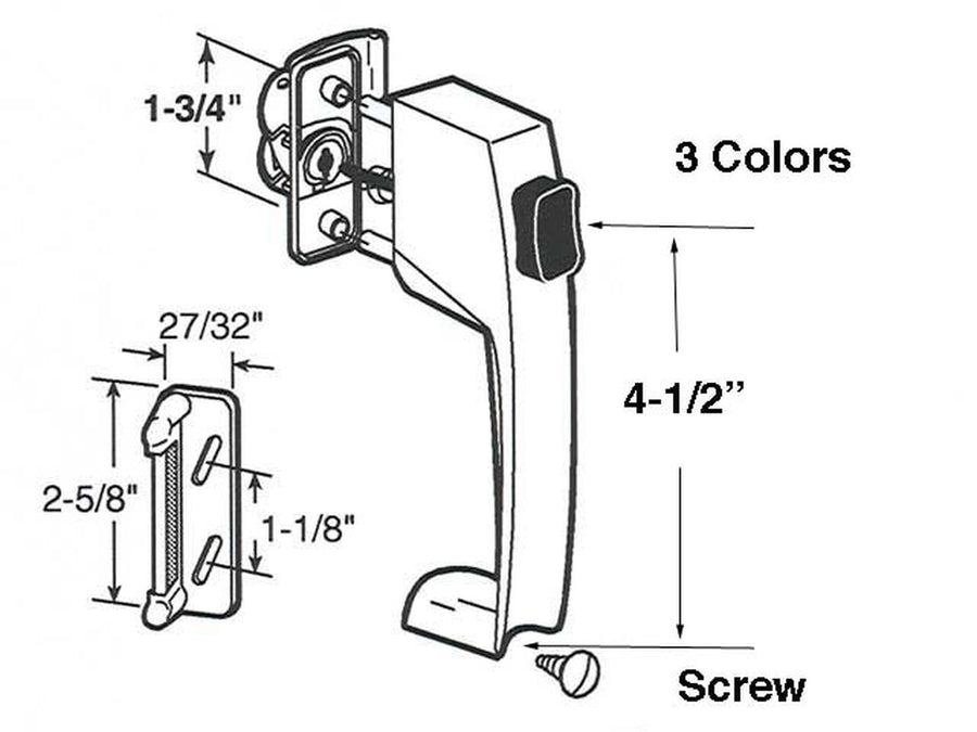 Storm Door Push Button Latch 1.75 Inch Screw Hole Spacing - Storm Door Push Button Latch 1.75 Inch Screw Hole Spacing