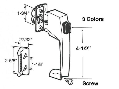 Storm Door Push Button Latch 1.75 Inch Screw Hole Spacing - Storm Door Push Button Latch 1.75 Inch Screw Hole Spacing