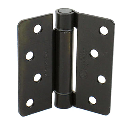 Spring Hinge 4x4, 1/4 Radius Corner, Standard, Steel - Black Nickel