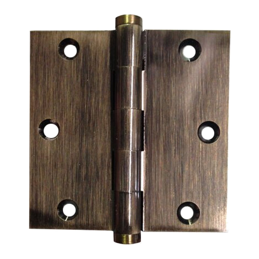 3.5 x 3.5 inch, Square Corners, Solid Brass Hinges, Pairs, Antique Brass - 3.5 x 3.5 inch, Square Corners, Solid Brass Hinges, Pairs, Antique Brass