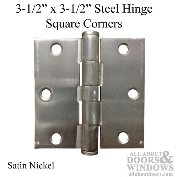 3.5 x 3.5 inch, Square Corners, Steel Hinges, 3-Pack, Satin Nickel - 3.5 x 3.5 inch, Square Corners, Steel Hinges, 3-Pack, Satin Nickel