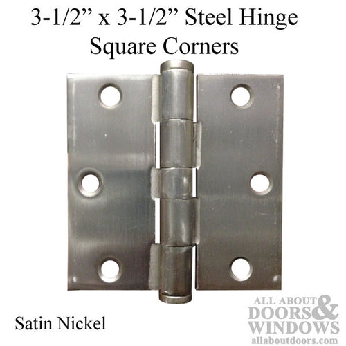 3.5 x 3.5 inch, Square Corners, Steel Hinges, 3-Pack, Satin Nickel - 3.5 x 3.5 inch, Square Corners, Steel Hinges, 3-Pack, Satin Nickel