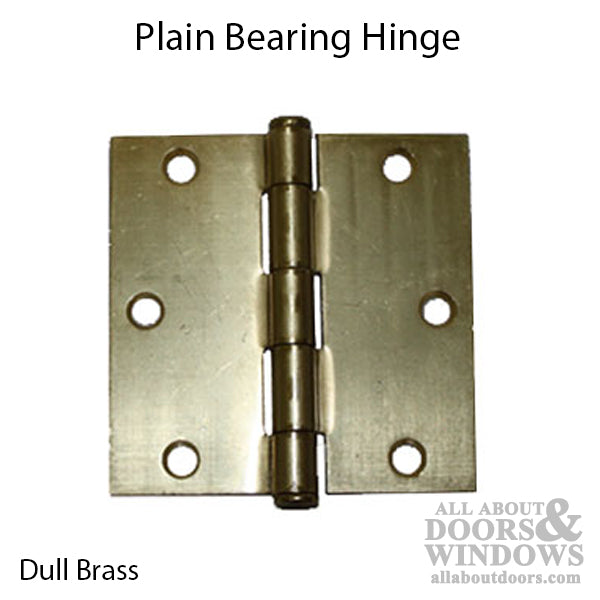Plain Bearing Hinge 3.5 x 3.5, Sq. Corner - Brushed/Satin Brass - Plain Bearing Hinge 3.5 x 3.5, Sq. Corner - Brushed/Satin Brass