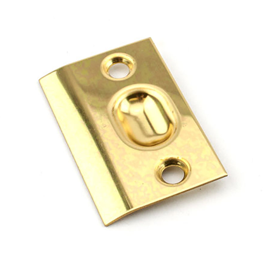Square-Cornered Strike Plate For Drive-In Ball Catch - Polished Brass - Square-Cornered Strike Plate For Drive-In Ball Catch - Polished Brass