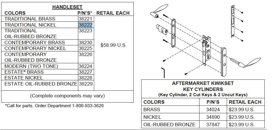 Andersen Storm Door Handle and Expander Set 1-1/2 Inch Door Satin Nickel - Andersen Storm Door Handle and Expander Set 1-1/2 Inch Door Satin Nickel