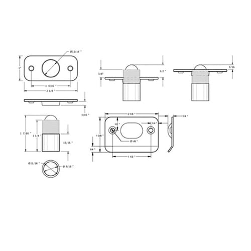 Round Corner, Steel Ball Catch 2-1/8 in. x 1 in. - Choose Finish - Round Corner, Steel Ball Catch 2-1/8 in. x 1 in. - Choose Finish