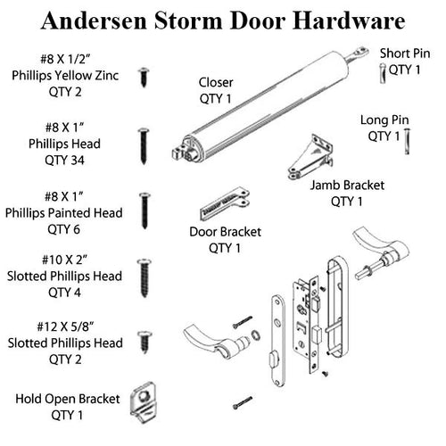 Andersen Door Handles For Storm Doors With Mortise Lock and Door Closer Polished Brass Door Handle - Andersen Door Handles For Storm Doors With Mortise Lock and Door Closer Polished Brass Door Handle