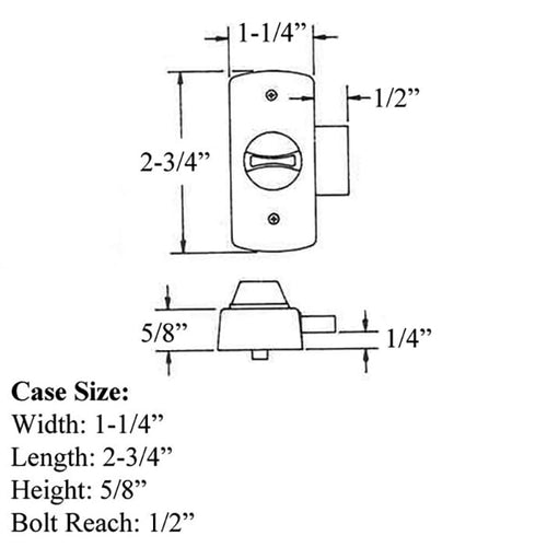 Inside Storm Door Deadbolt 0.25 Inch Offset 0.5 Inch Throw 1.75 Inch Hole Spacing - Inside Storm Door Deadbolt 0.25 Inch Offset 0.5 Inch Throw 1.75 Inch Hole Spacing