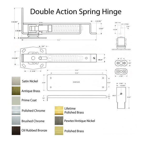 Double Action Spring Hinge, Floor Mount - Choose Finish - Double Action Spring Hinge, Floor Mount - Choose Finish