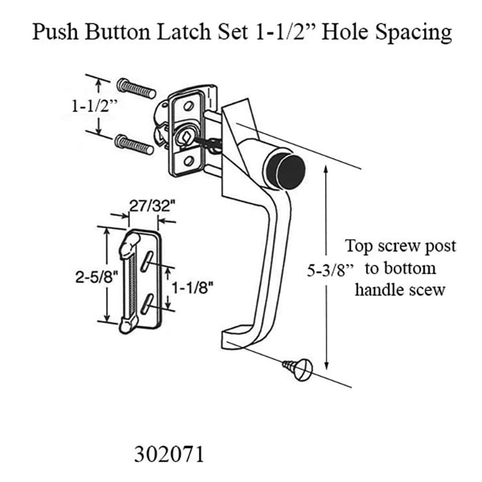 Storm Door Push Button Latch Set 1.5 Inch Screw Hole Spacing - Storm Door Push Button Latch Set 1.5 Inch Screw Hole Spacing