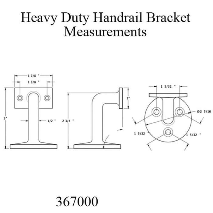 Heavy Duty Hand Rail Bracket, Solid Brass - Choose Color - Heavy Duty Hand Rail Bracket, Solid Brass - Choose Color