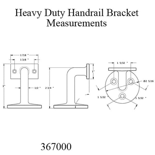 Heavy Duty Hand Rail Bracket, Solid Brass - Choose Color - Heavy Duty Hand Rail Bracket, Solid Brass - Choose Color