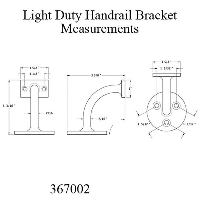 Light Duty Handrail Bracket, Solid Brass - Choose Color - Light Duty Handrail Bracket, Solid Brass - Choose Color