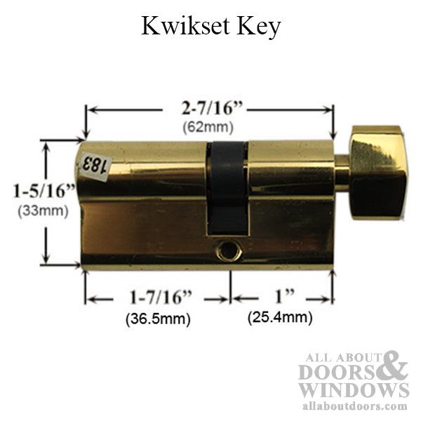 Active Keyed Euro Kwikset Off Center Cylinder w/ Thumb Turn - Choose Color - Active Keyed Euro Kwikset Off Center Cylinder w/ Thumb Turn - Choose Color