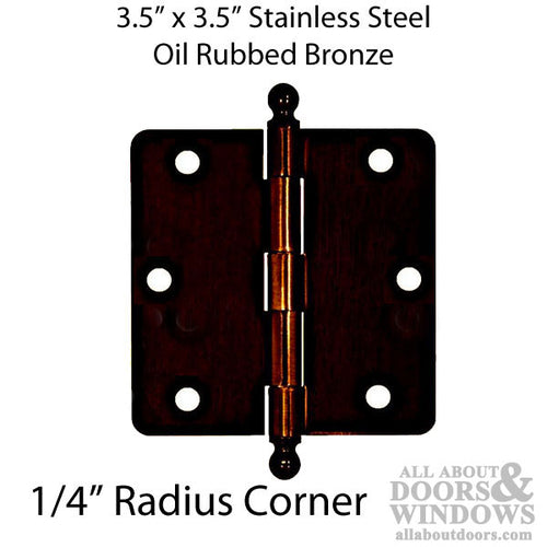 3.5 x 3.5 inch, 1/4 Radius Corners, Residential Hinges, Steel, Pair, Choose Color - 3.5 x 3.5 inch, 1/4 Radius Corners, Residential Hinges, Steel, Pair, Choose Color