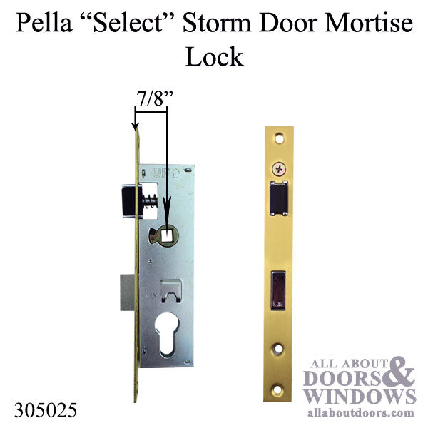 Pella Select 6000 Series Mortise Lock Storm Door Hardware Trim - Brushed Brass - Pella Select 6000 Series Mortise Lock Storm Door Hardware Trim - Brushed Brass
