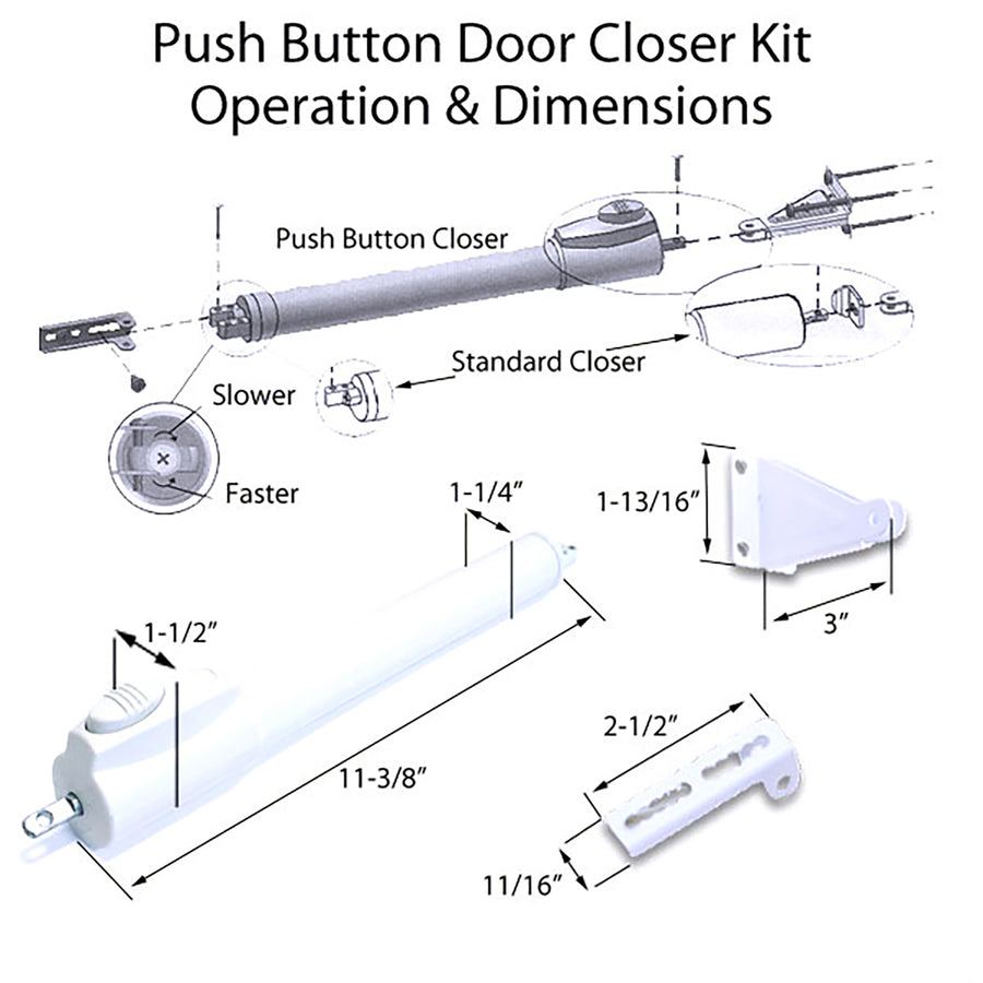 Andersen / Emco 1 Pack Push Button Storm / Screen Door Closer, Choose Color - Andersen / Emco 1 Pack Push Button Storm / Screen Door Closer, Choose Color