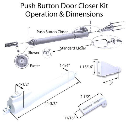 Andersen / Emco 1 Pack Push Button Storm / Screen Door Closer, Choose Color - Andersen / Emco 1 Pack Push Button Storm / Screen Door Closer, Choose Color
