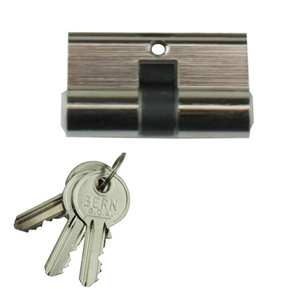 Double Key Gate Lock Profile Cylinder, 60mm - Chrome - Double Key Gate Lock Profile Cylinder, 60mm - Chrome