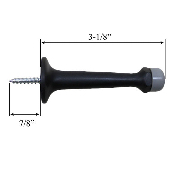 Door Stop, 3 inch with Rubber Tip - Door Stop, 3 inch with Rubber Tip