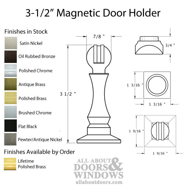 Magnetic Door Holder with Square Base 3.5 Inch Projection - Magnetic Door Holder with Square Base 3.5 Inch Projection