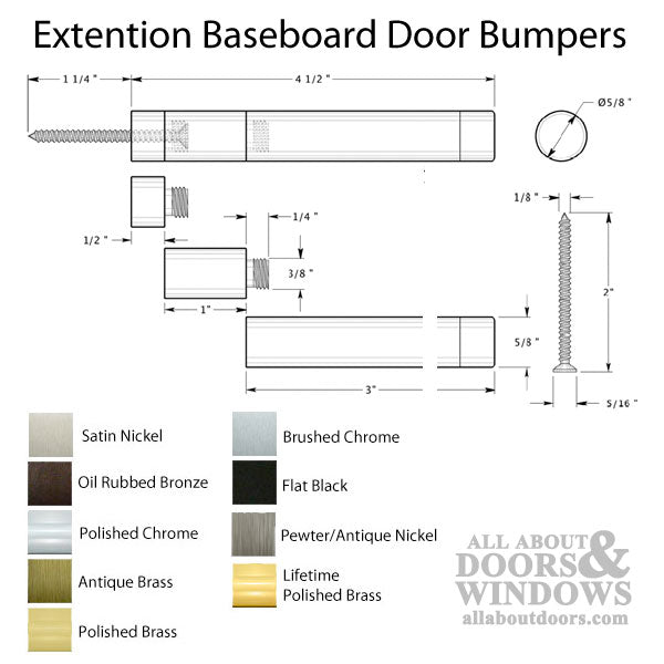 Adjustable Baseboard Extension Door Bumper 4.5 Inch Maximum Extension - Adjustable Baseboard Extension Door Bumper 4.5 Inch Maximum Extension