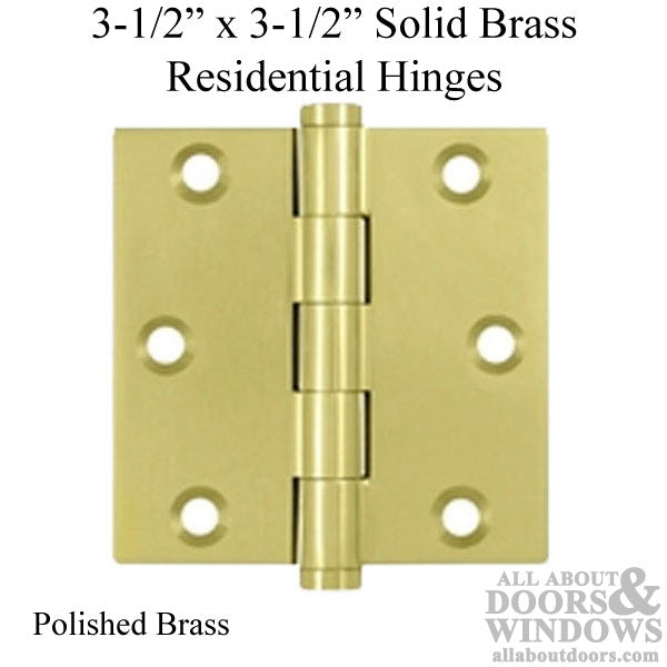 Solid Brass Door Hinges Square Corners Pair Choose Color - Solid Brass Door Hinges Square Corners Pair Choose Color