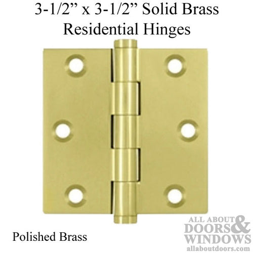 Solid Brass Door Hinges Square Corners Pair Choose Color - Solid Brass Door Hinges Square Corners Pair Choose Color