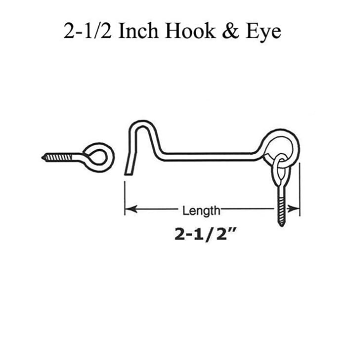 Screen Door or Window 2-1/2 Inch Hook and Eye - Screen Door or Window 2-1/2 Inch Hook and Eye