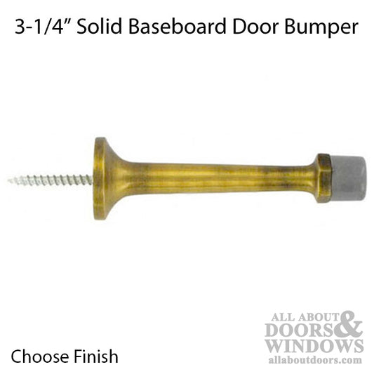 3-1/4 Baseboard Door Bumper Solid Brass - Choose Finish