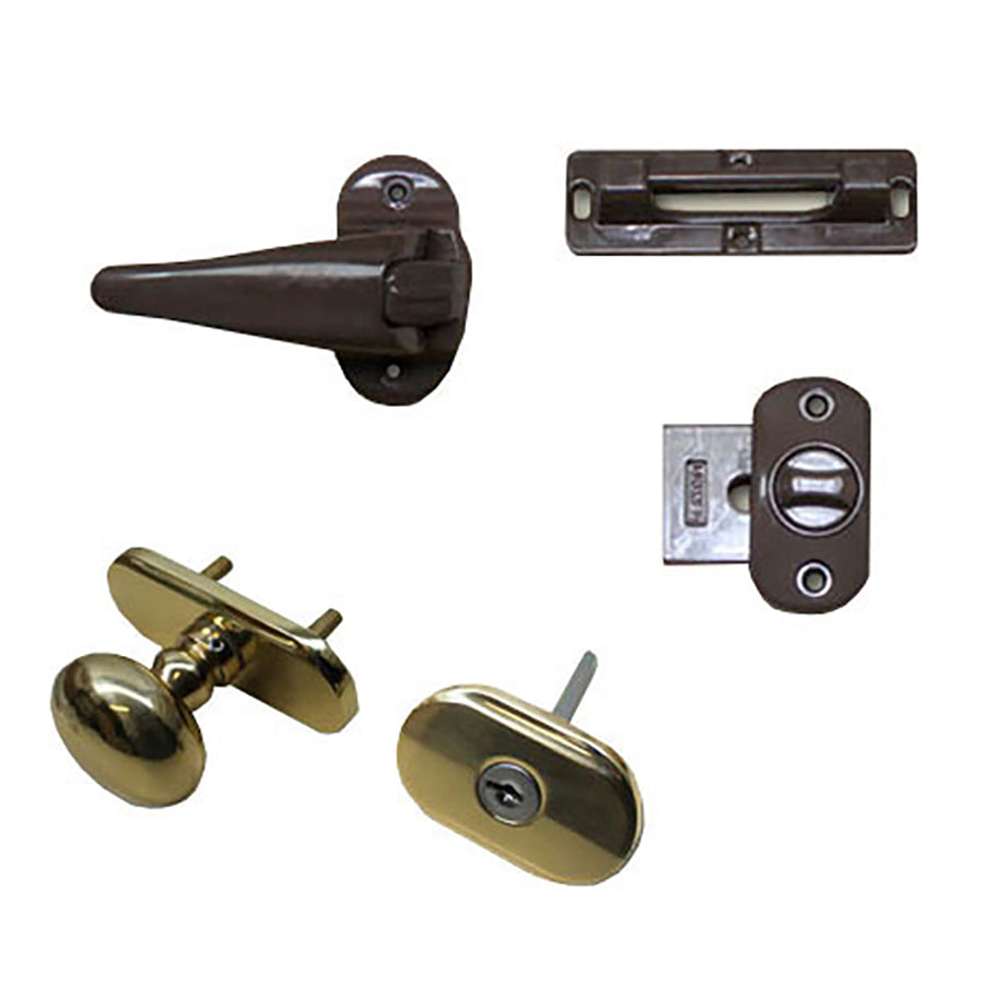 Andersen Knob and Deadbolt Kit 1-1/2 Inch Door - Brass / Brown - Andersen Knob and Deadbolt Kit 1-1/2 Inch Door - Brass / Brown
