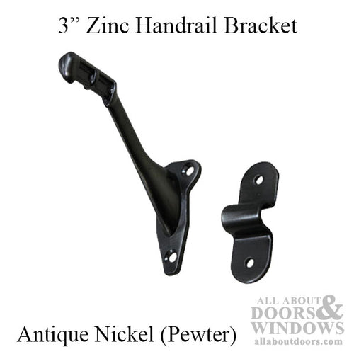 Handrail Bracket, Zinc - Antique Nickel (Pewter) - Handrail Bracket, Zinc - Antique Nickel (Pewter)