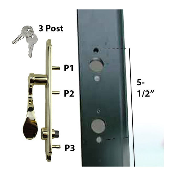 Storm Door 3 Post Keyed Outside Handle with Square Spindle - Storm Door 3 Post Keyed Outside Handle with Square Spindle