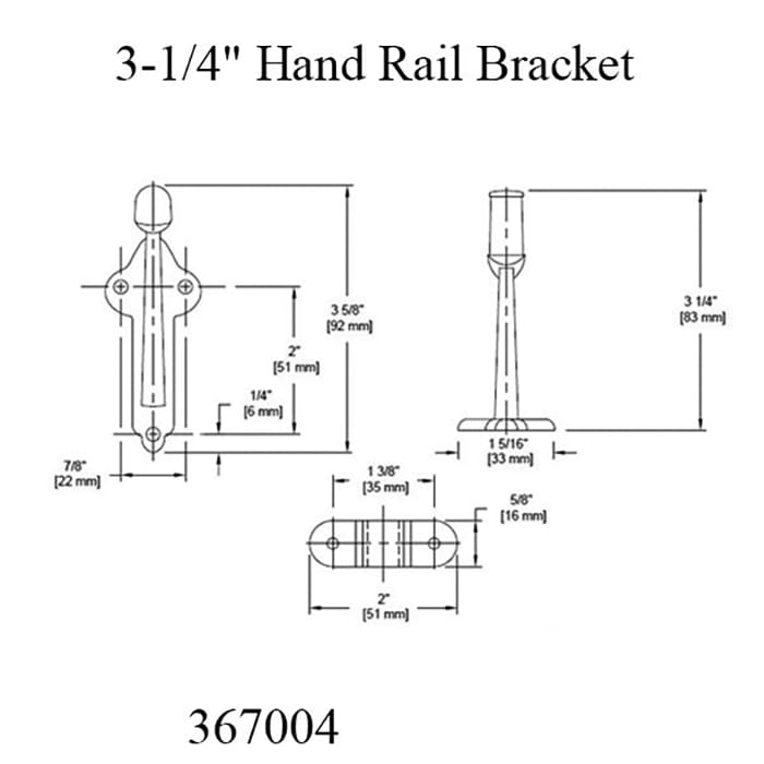3-1/4 inch Handrail Bracket, Zinc - Choose Color - 3-1/4 inch Handrail Bracket, Zinc - Choose Color